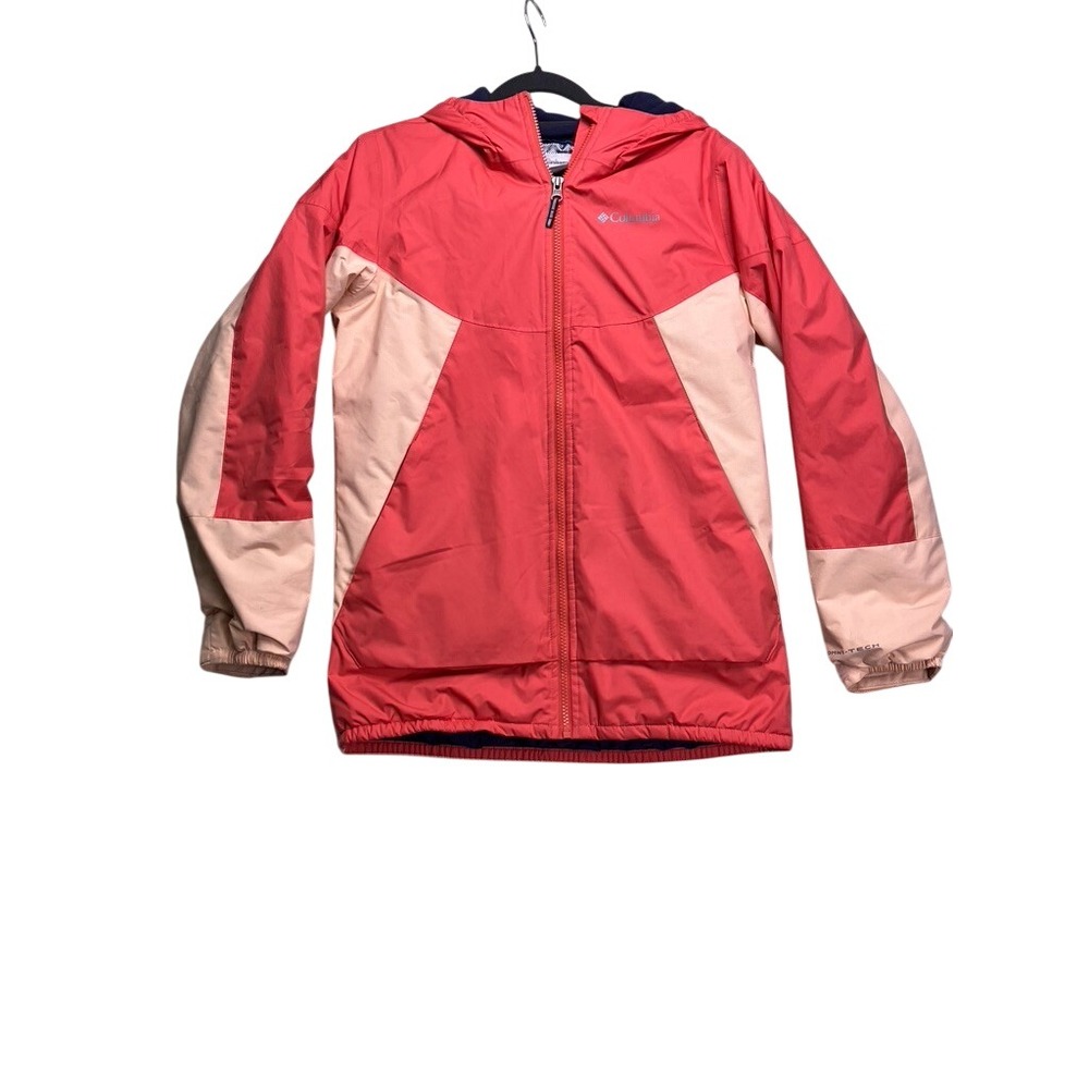Columbia Omni-Tech Jacket Kids L (14/16) Red Pink Out-Grown‎ Hooded Ski Coat